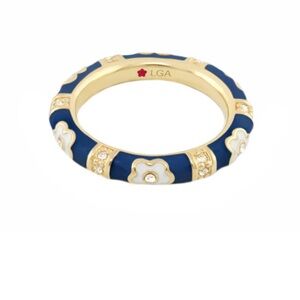 LAUREN G ADAMS- Gold and Blue Enamel Ring 18k gold plated NWT